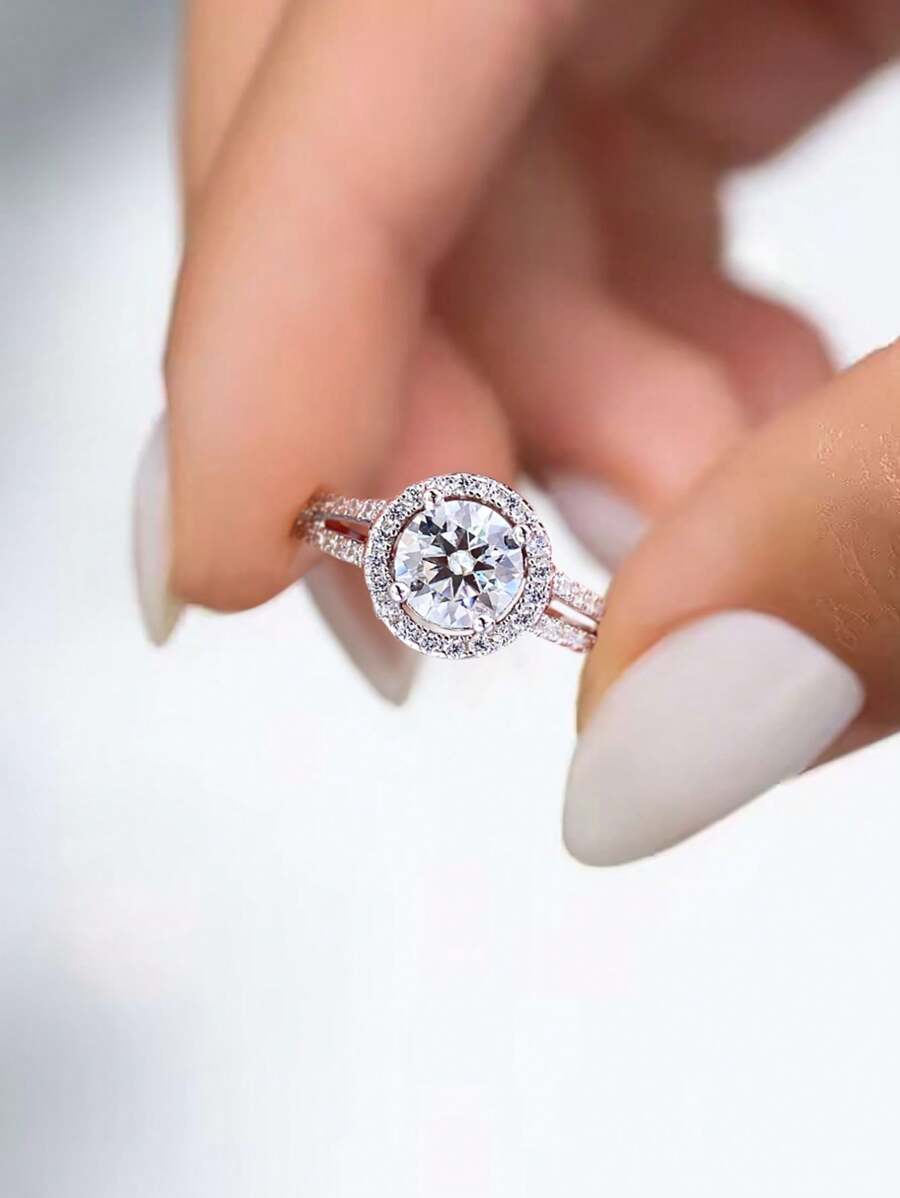 1Pc Advanced Six-Claw Sunflower 1ct Moissanite Diamond Wedding Band Ring Design D Color S925 Sterling Silver Ring, Nadaje Się Na Zaręczyny, Żony, Dziewczyny, Prezenty Urodzinowe, Prezenty Rocznicowe Bridal Fine Jewelry
