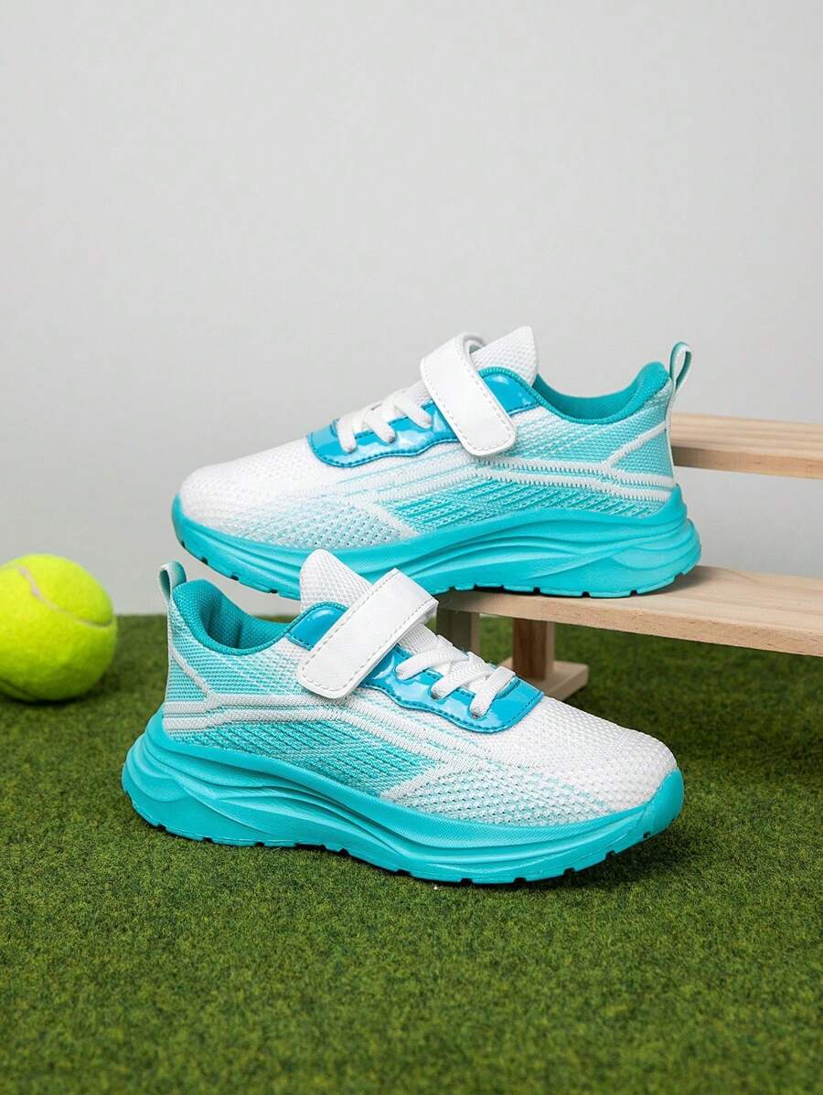 1 par de zapatillas deportivas transpirables y ligeras para niños y niñas, con diseño de degradado de color, adecuadas para todas las estaciones y actividades al aire libre