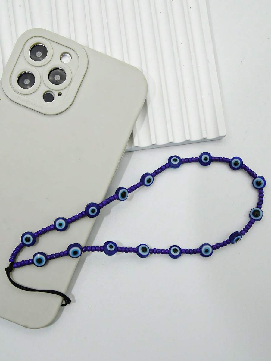 1pc Devil's Eye Phone Case With Hanging Strap, Phone Chain, Camera Or Wireless Earphone Pendant