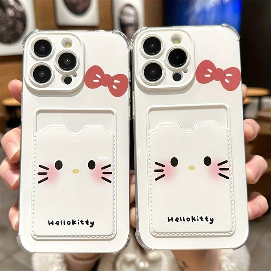 Sanrio Sanrio Kitty Card Holder Phone Case, Shockproof And Anti-Fall, Can Insert Cards, Photos, Suitable Compatible With Apple 16 16pro 16promax 15pro 15promax 14 14promax 13 12 11 XSMAX XR, Cartoon Creative Anti-Fall Case Compatible With Galaxy S25, Galaxy S24 ULTRA, Galaxy S24 FE, Galaxy S25 ULTRA, Galaxy A36, Galaxy A56, Galaxy S23 Ultra, -SPARK GO 2024, POP8, SPARK20C, SPARK20, POVA6, POVA6PRO 5G, POP9 4G, SPARK GO1, SPARK GO 2025, Can Hold Student ID, Credit Card, ID Card