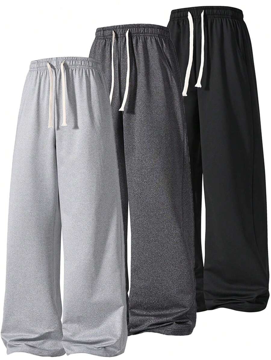 Pantaloni de trening casual pentru bărbați - versatili cu picioare late, țesătură tricotată, lavabili la mașină - potriviți pentru activitățile de zi cu zi și în aer liber