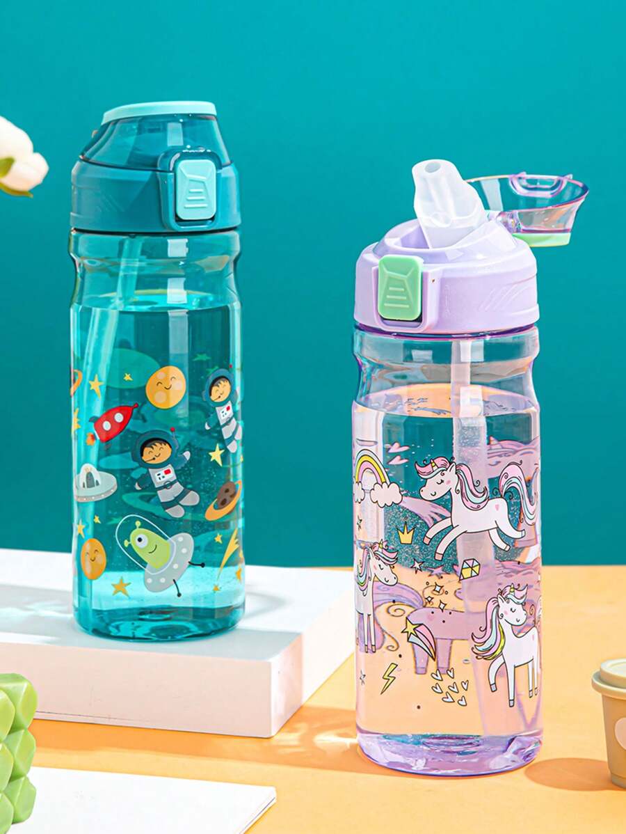 1pc 600ml Leakproof Plastic Water Bottle Fitness Sports Water Bottle With Strap For Office, Gym, Outdoor Sports