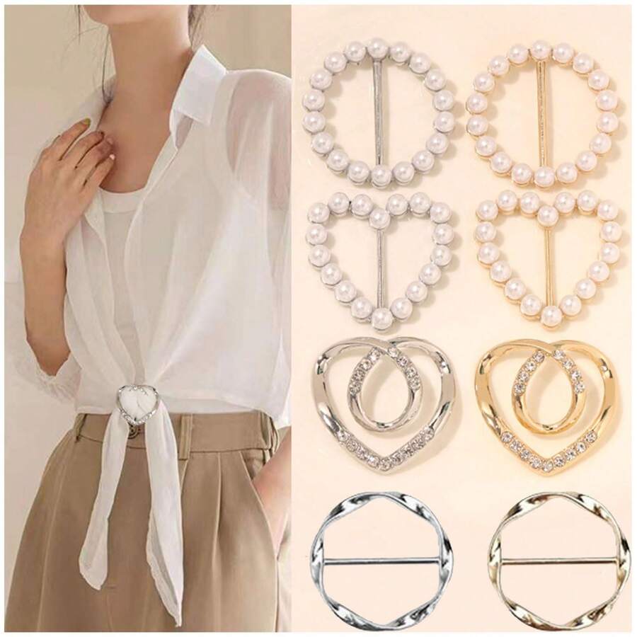 1pc Elegant Coat & Sweater Pins, Slim Waist Shaping Valentine's Day Valentines Scarf Ring Clip Shirt Clip T-Shirt Ties Clips Clothes Corner Knotted Button For Women Travel Essentials Cruise Essentials Elegance Shirt Tightener
