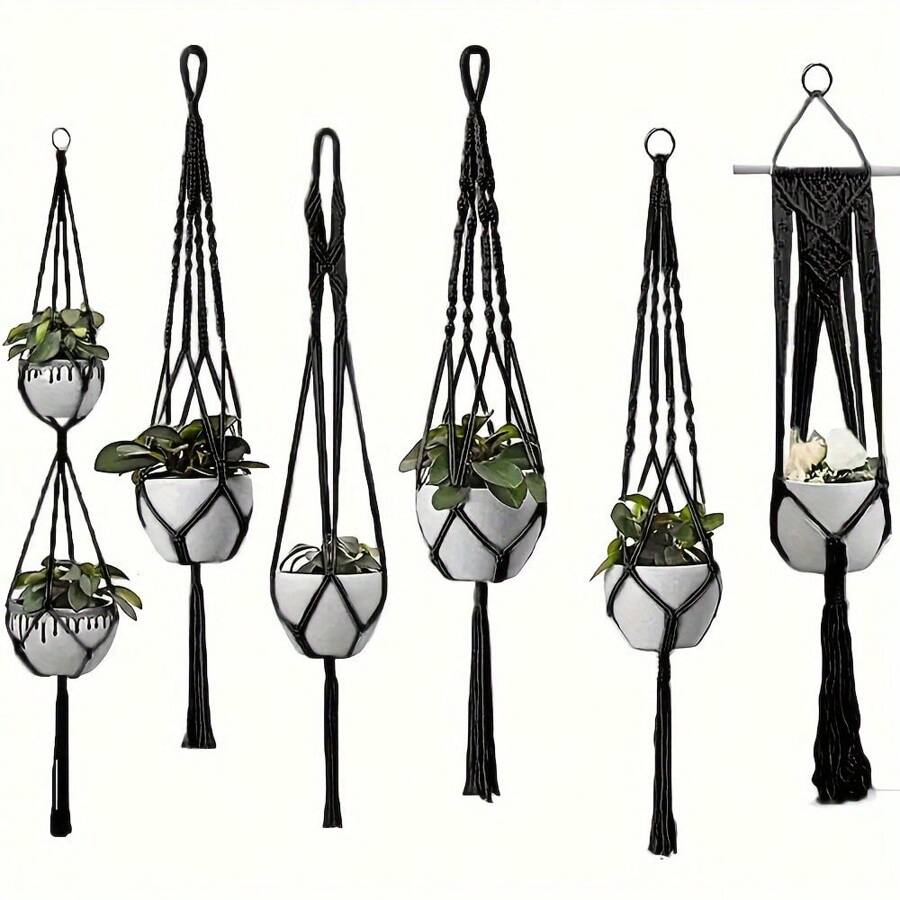 6 pezzi Ganci per piante con nappine, ganci per piante da interno, portavasi pensili per vasi da fiori, supporti fatti a mano per vasi appesi, adatti per decorazione della casa in stile bohémien