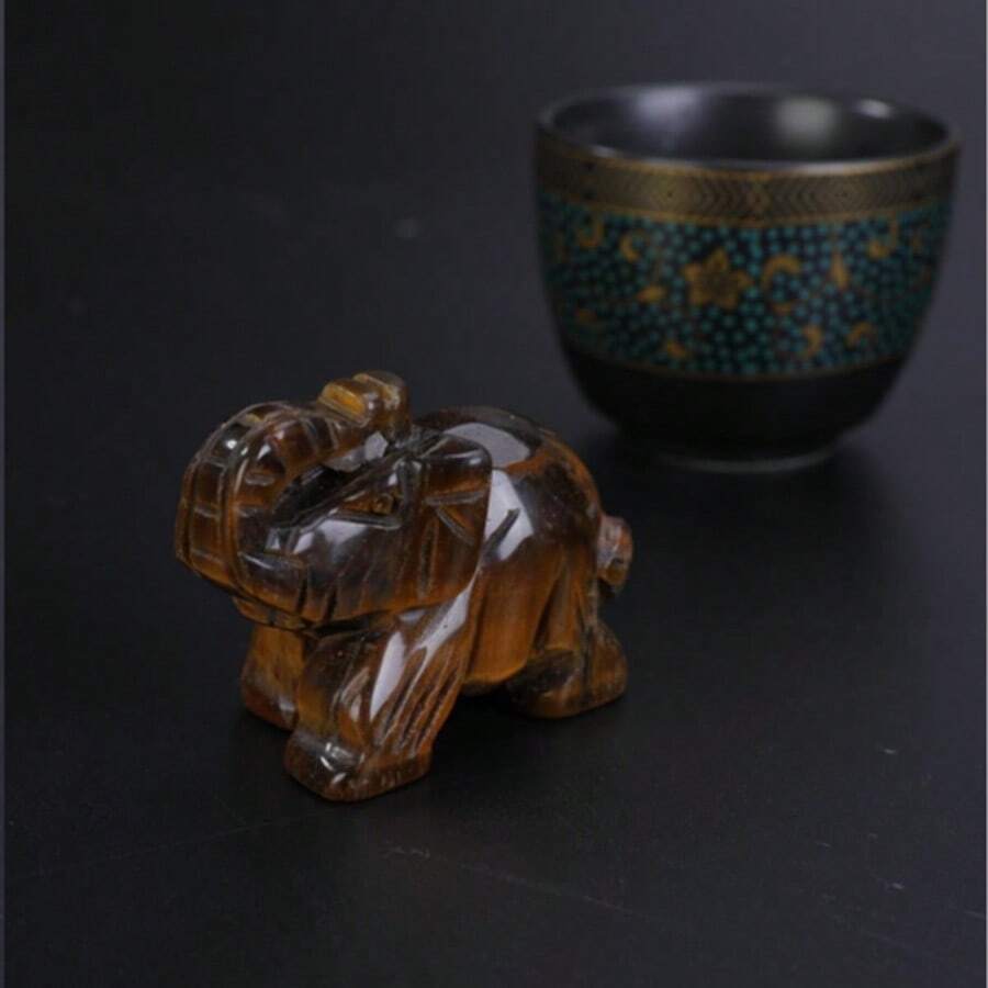 Lucky Elephant Jade Stone Fortune Feng Shui Statue Figurine Office Ornament Chakra Healing Stones Statue Decor Best Gifts Birthday