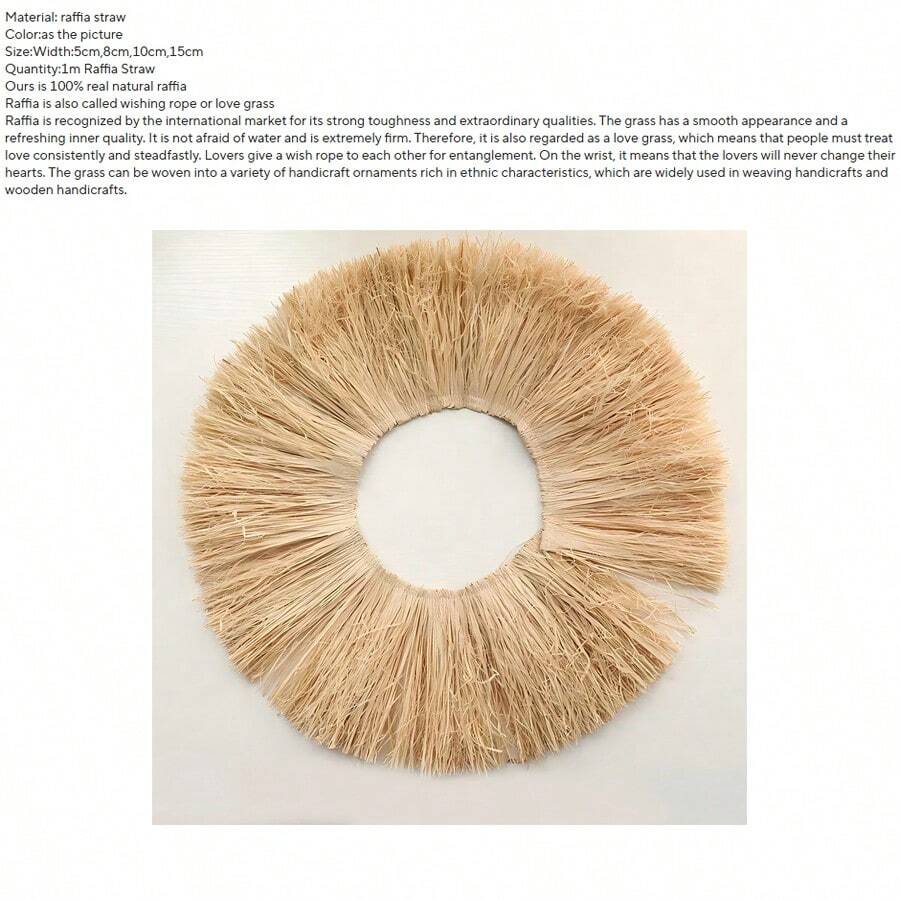 1m natürliche Raffiabast Stroh Quasten Gras Girlande Ornament Hochzeit Party Wohnzimmer Schlafzimmer Hintergrund Dekorationen