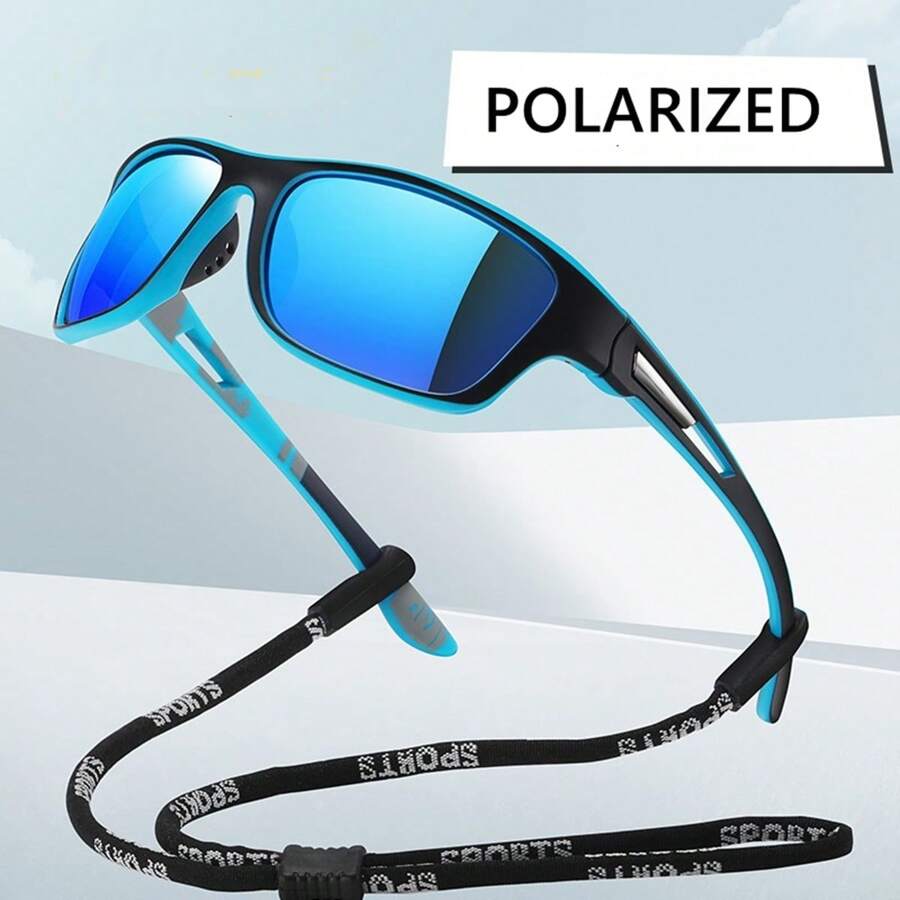 1 Pair Unisex Fashion Sports Polarized Fashion Glasses With Sports Lanyard, Suitable For Men & Women Cycling, Running, Fishing, Climbing, Skiing, Motorcycling, Biking, Driving, Hiking, Camping & Other Outdoor Sports, Anti-Glare, For Summer Beach Vacation, Outdoor, Travel