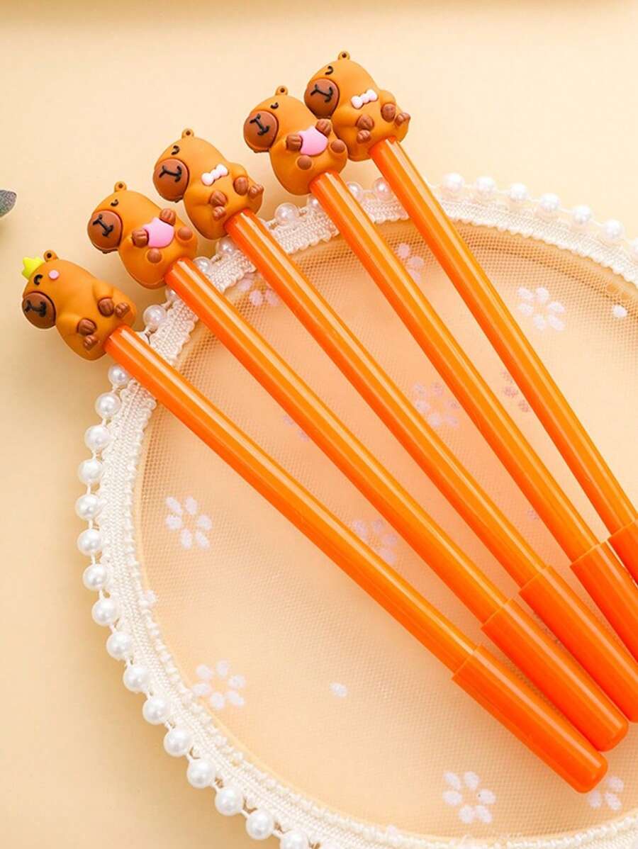 2pcs/24pcs Capybara Shaped Creative Ball-Point Pen, 0.5mm Black Ink, Ideal Gift For Back To School, Graduation, Teachers' Day, Office, School Writing
