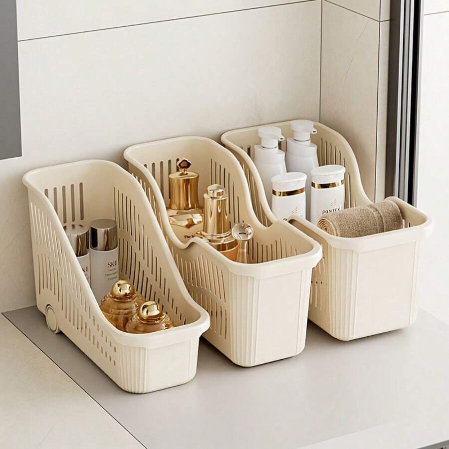 1 set de 3 tamaños de cajas de almacenamiento con ruedas de material PP con diseño de cajón, adecuado para dormitorio, cocina, baño y uso doméstico multipropósito