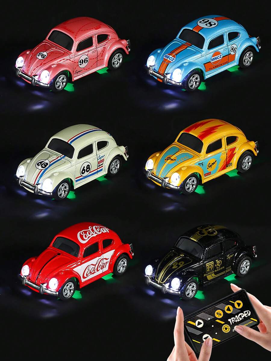 Voiture radiocommandée rétro en alliage, voiture radiocommandée miniature, avec vitesse réglable et télécommande via smartphone, avec éclairage LED, modèle rétro 2,4 GHz, voiture miniature à l'échelle 1:64, facile à transporter, convient aux garçons et filles de 6 ans et plus, jouet idéal comme cadeau pour enfants.
