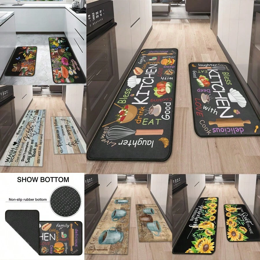 DeramHy home Neuankunft 2025! Landhausstil Küchenläufer Sets, 1 Stück rutschfeste Küchenläufer und Matten, waschbare Küchenmatten für Küchenbodenmatten, Läufer für Flur, Wäscheraum Dekoration 50 x 80 cm, 40 x 120 cm Raumdekoration Schulanfang
