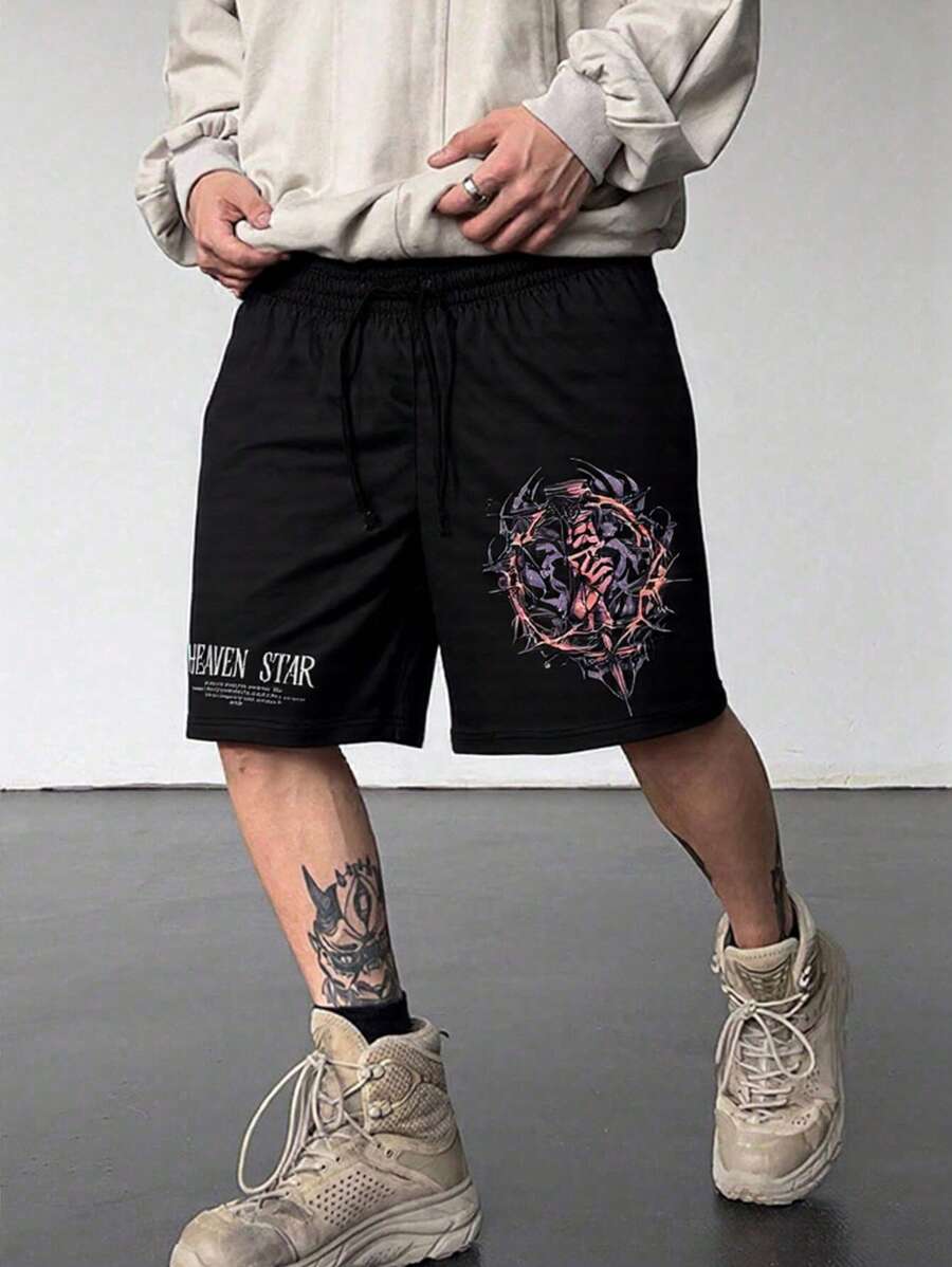 2025 Men's Graphic & Letter Print Breathable Casual Shorts, Spring/Summer