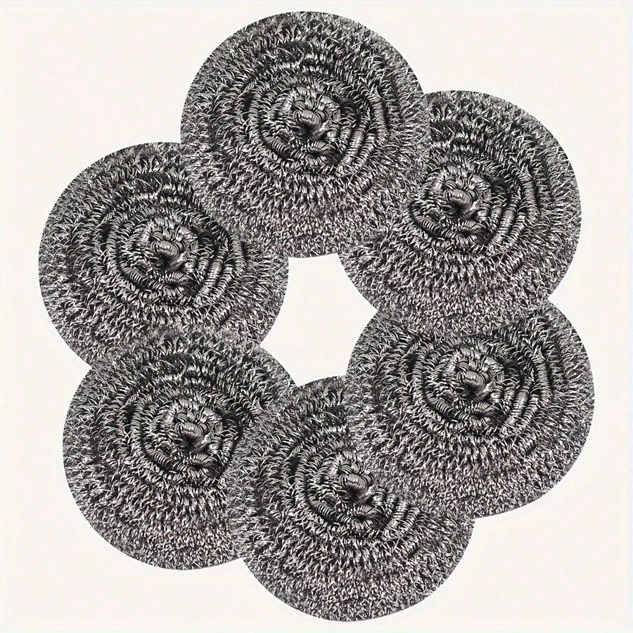 6 pièces Brosse de nettoyage en acier inoxydable durable - Outils de nettoyage polyvalents pour la cuisine et la salle de bain