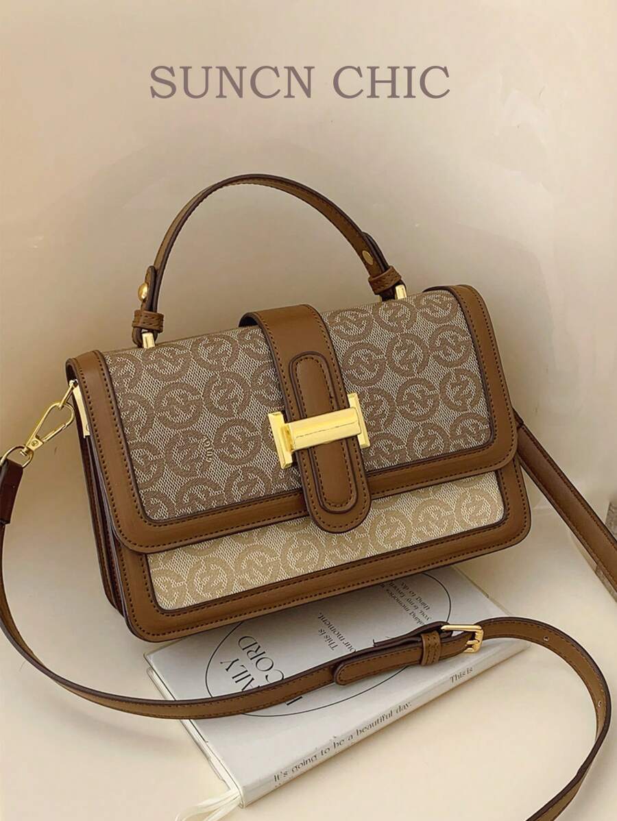 Bolso de tela vintage de gran capacidad, bolso bandolera de lujo de PU, bolso de mano y de hombro clásico casual para mujer