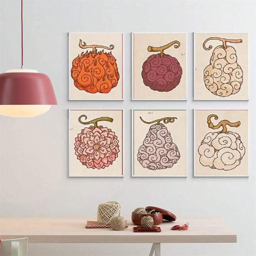 ONE PIECE 1 Pc Pop Wall Arts Posters One PieCe Devil's Fruits - Poster Illustration Art Print , Food, Anime, Cursed Fruits( Unframed-Style)