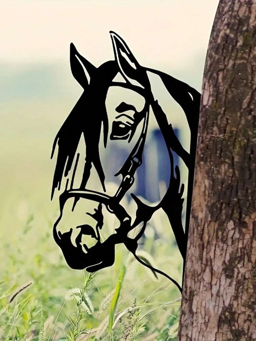 Charming Horse Silhouette Metal Art Sculpture - Rustic Farmhouse Decor, Outdoor Garden & Fence Accent, No-Battery Wall Hanging, Perfect For Thanksgiving