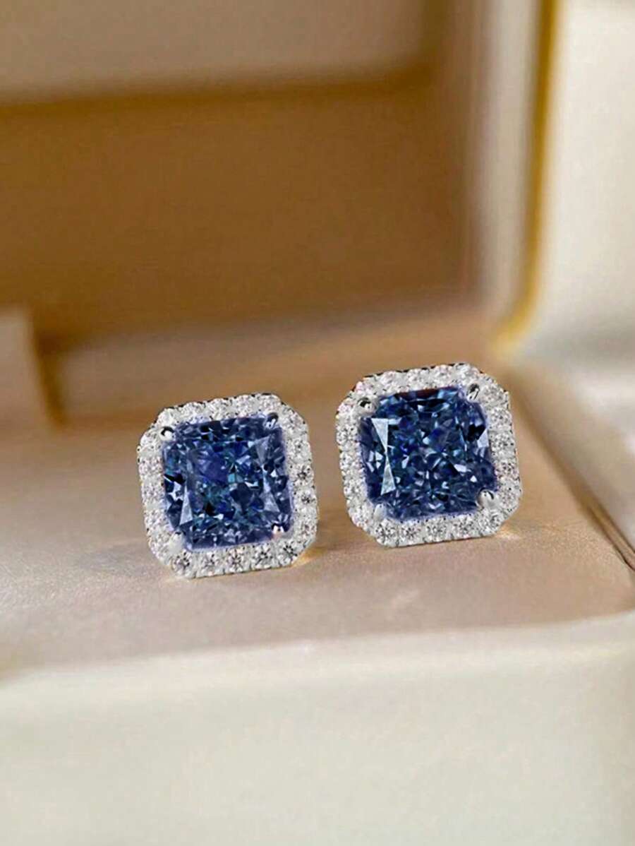 1 Paar elegante rosa kubische Zirkonia Ohrstecker für Frauen für Hochzeit, Verlobung, Jahrestag, Party, Schmuck, Valentinstag Geschenk