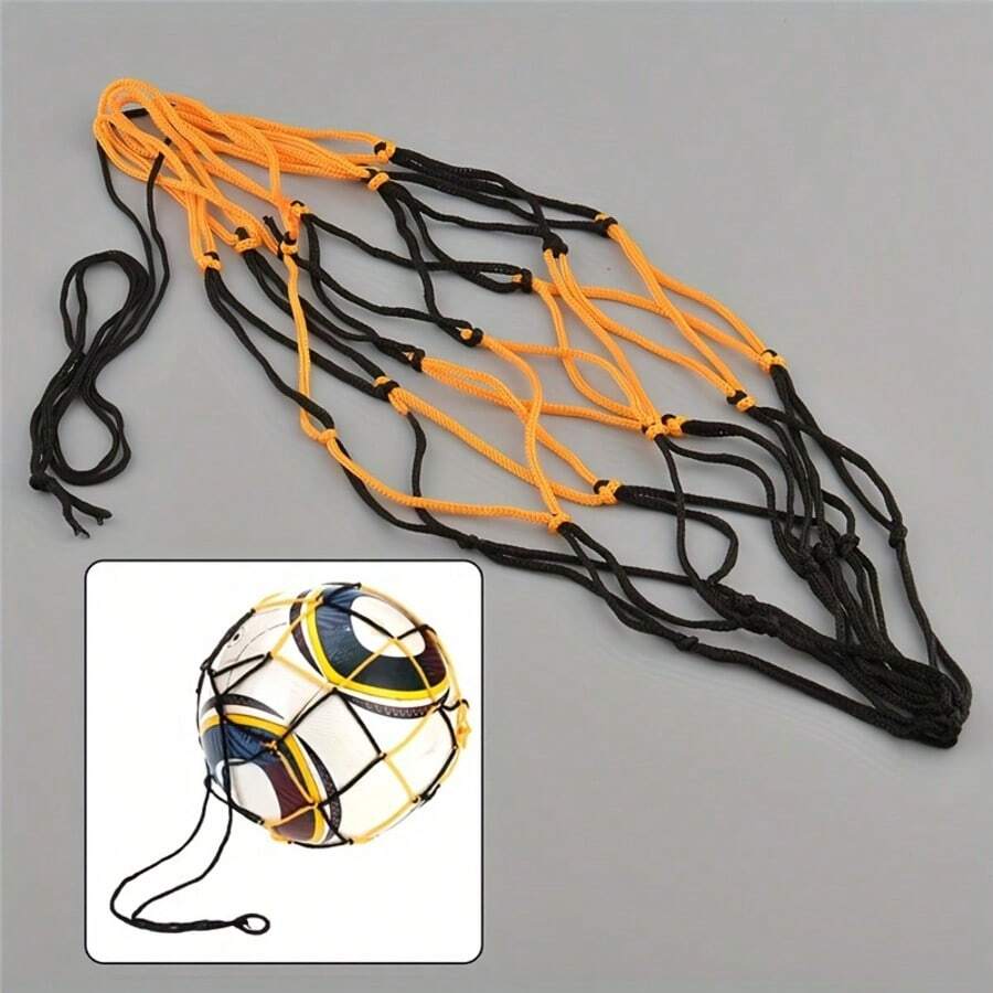 1 Stück strapazierfähiger Nylon Fußball Trainings-Netzbeutel - Mehrfarbiges Ballschießnetz mit Trageriemen für das Training und Übung