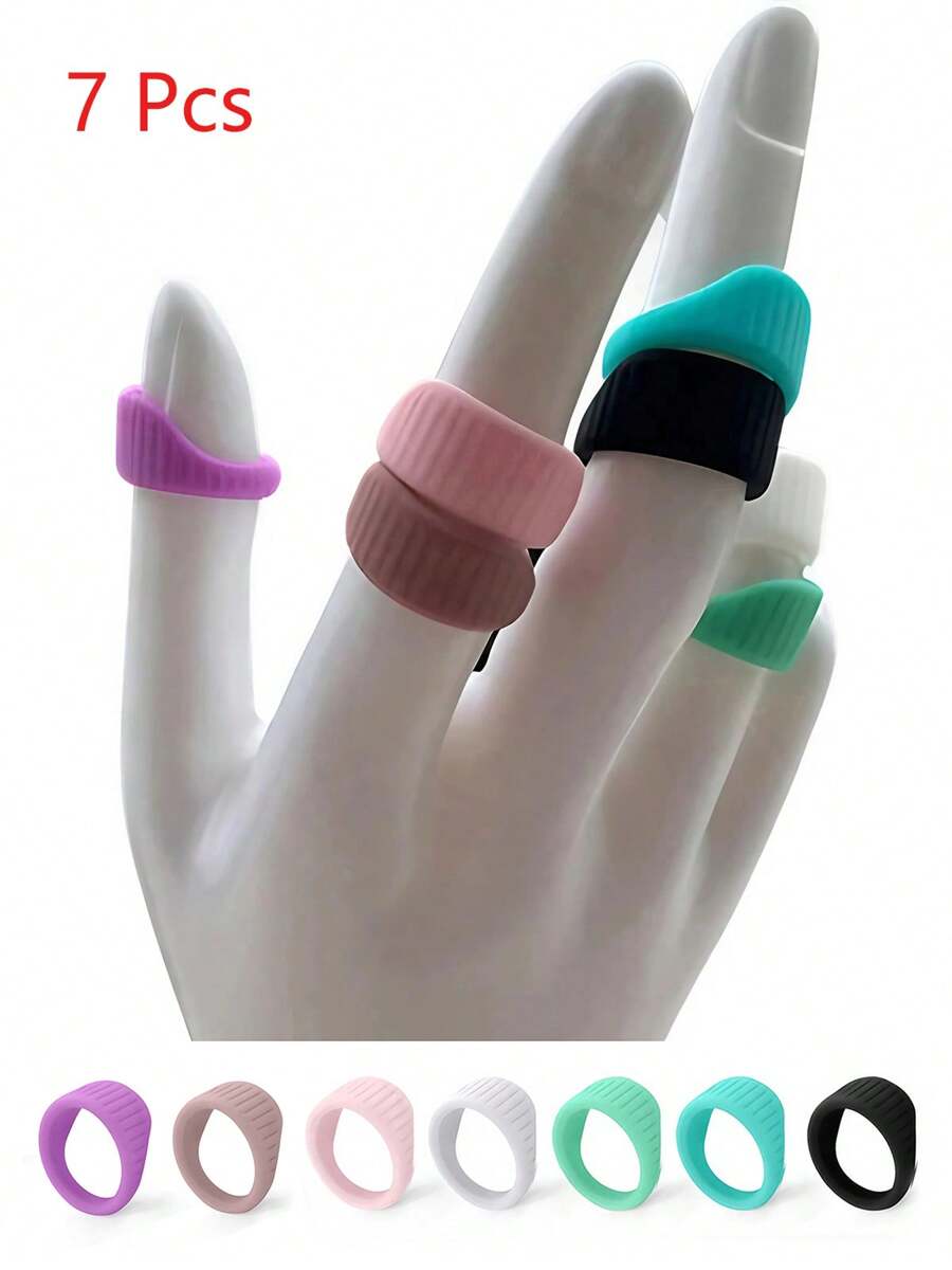 7 - Pack Women's Silicone Rings In Multiple Colors - Soft, Hypoallergenic & Stylish