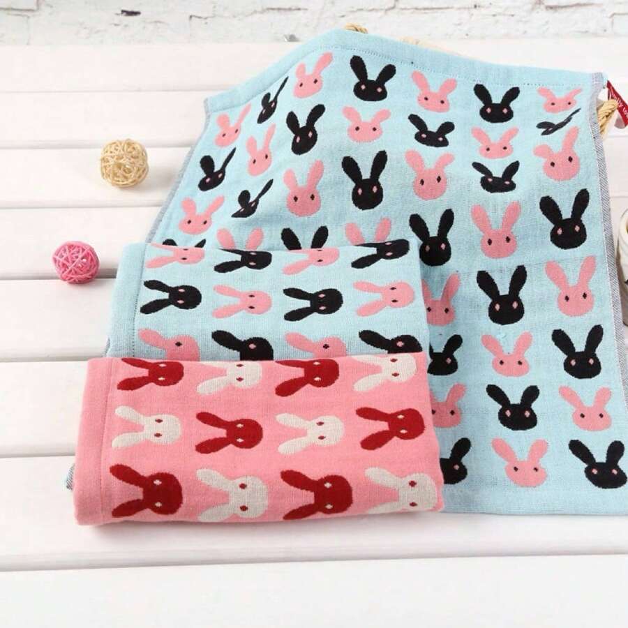 1/2 pezzi Asciugamani in garza con motivo casuale di coniglietti carini, adorabili cartoni animali, colori vari adatti per uomini, donne e bambini, morbidi, assorbenti, ad asciugatura rapida, adatti per bagno, cucina, regali per le vacanze e viaggi, decorazione per il bagno in tutte le stagioni, decorazione autunnale, ritorno a scuola, per salone di bellezza, casa e bagno