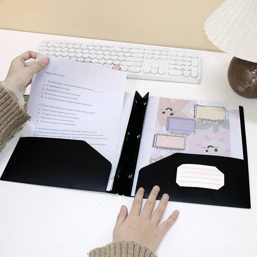 American Style PP File Folder, Office File Organizer, Document Classification Binder, Plastic D-Ring Report File Clip,Back To School,School Supplies