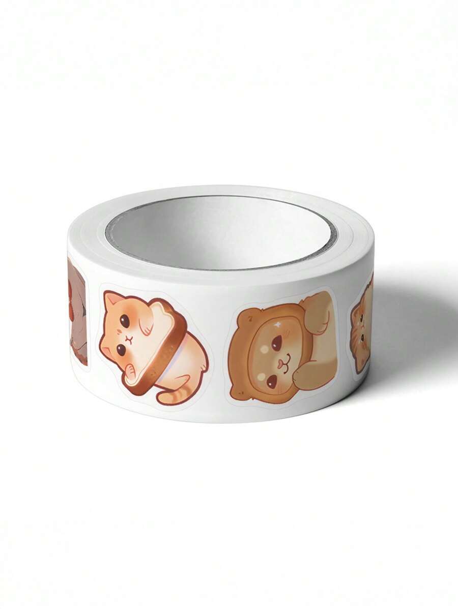 500/1000pcs/Roll Cute Cat Self-Adhesive Label Stickers, Gift Bag Sealing Stickers, Baking Packaging Stickers, Personalized Decoration Stickers, Suitable For Gift Bag Sealing, Wedding Invitation Sealing, Computer, Notebook, Book Decoration