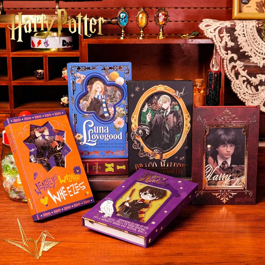 Harry Potter 1pc Harry Potter Colorful Hardcover Notebook, Draco, Harry & Luna Series, Comic Style Journal, Retro Hogwarts Diary, Gift For Graduation, Birthday, Mother's Day
