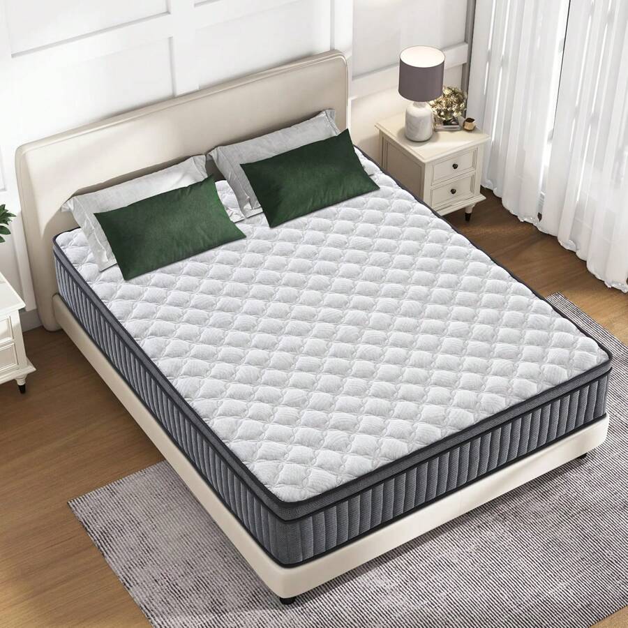 10" 12" Mattress-With Memory Spring Hybrid, Individual Pocket Spring Mattress-Twin, Twin XL,Full, Queen, King, Medium Firm, Cool Sleep, Pressure Relief, Mattress In A Box