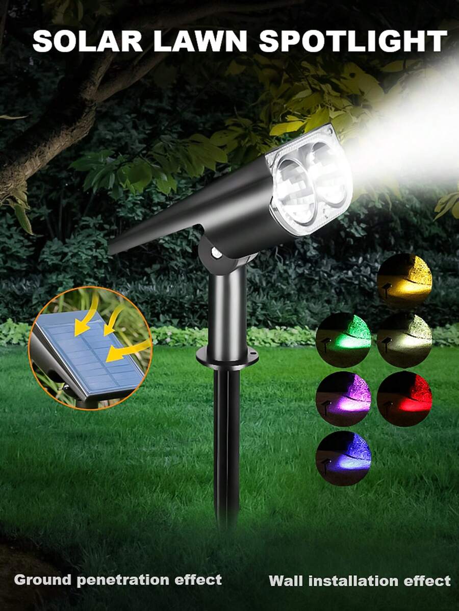 Solar Ground Light, White/Warm/RGB Light, Dual Use For Ground & Wall, Self-Illuminating At Night After Charging In Daytime, 150° Rotatable, IP65 Waterproof & Anti-Lightning Design, Outdoor Landscape Lighting, Garden & Camping Atmosphere Maker
