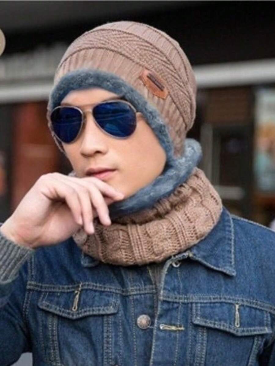 Touca Unissex Gorro Balaclava Cachecol Gola Forrado de Pelinho Inverno Touca Sport de Lã Masculina e Feminina