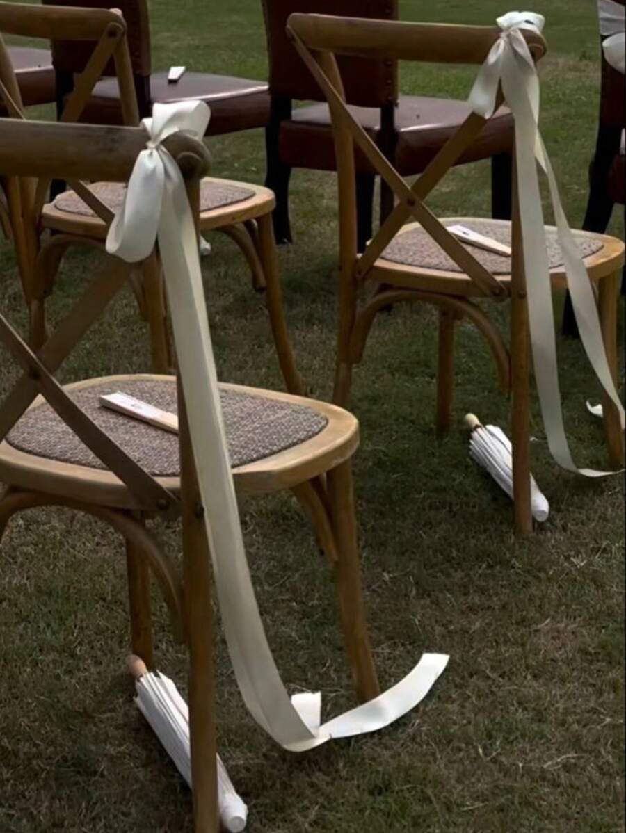 1/5/10Pcs Satin Wedding Chair Bows With Long Tails 43.3In Wedding Aisle Decorations Sashes With Ties White Chair Sashes Draping Ribbons Bows For Wedding Banquet Party Bridal Shower Events Paty Decoration