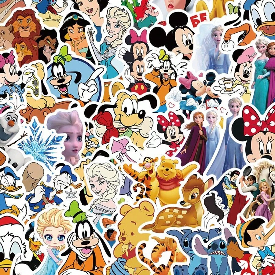 Sanrio 100 piezas, pegatinas de marcador de bordado de Disney, pegatinas de Stitch, pegatinas de marcador, Blancanieves, Princesa Aisha, pegatinas de Frozen, decoración de habitación, decoración de habitación, útiles escolares, accesorios de sobremesa, decoración de oficina, regalos de fiesta para niños, juguetes escolares