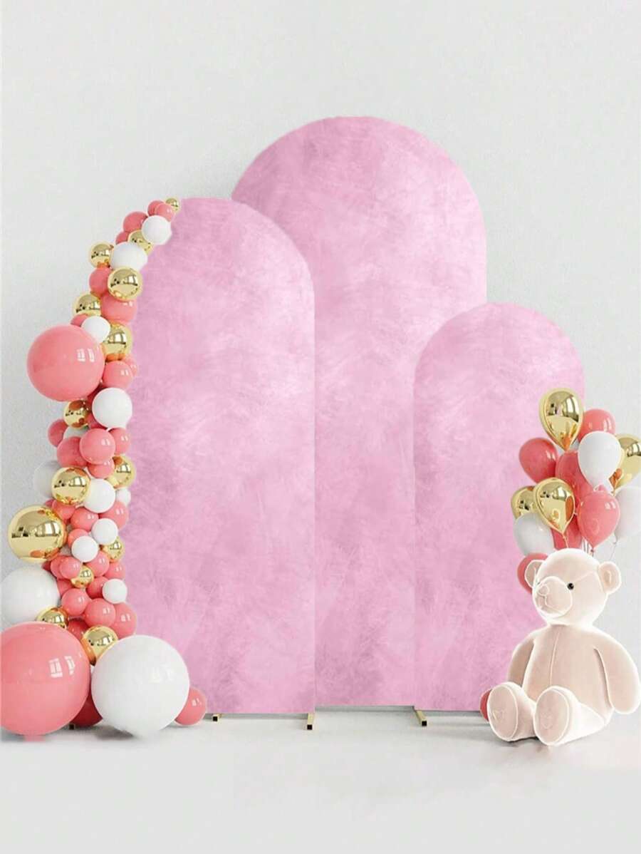 1 pieza Cubierta de arco de poliéster texturizada color rosa, para soporte de fondo en forma de arco, adecuada para cumpleaños, ceremonias, bodas, fiestas de graduación, decoración de eventos, rosa y negro
