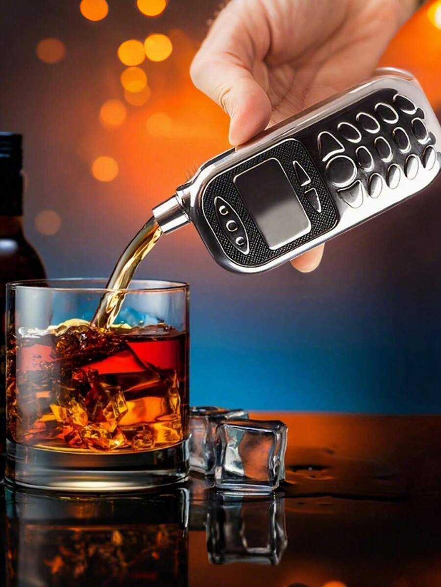 1 pezzo Flacone portatile creativo a forma di telefono in acciaio inossidabile da 3 once, di design a doppio utilizzo come dispenser di bevande e dispositivo mobile, regalo unico per feste e attività all'aperto