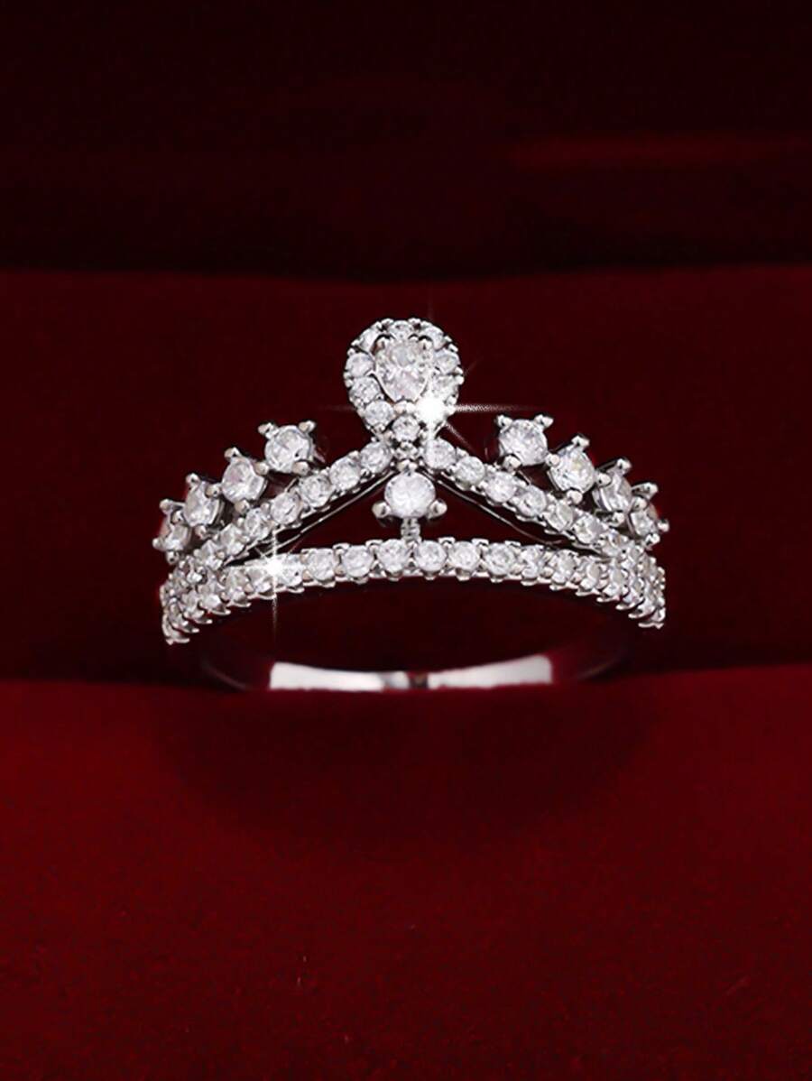 1pc Minimalist Fashionable Unique Luxury Crown-Shaped Cocktail Ring, Gift For Ladies, Mother's Day, Party, Birthday