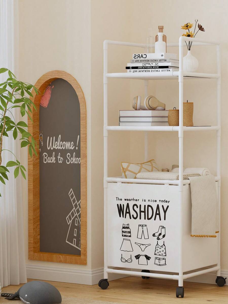 1pc Multilayer Bathroom Laundry Basket, Home Dirty Clothes Hamper, Bathroom Storage Rack, Rolling Dirty Clothes Basket