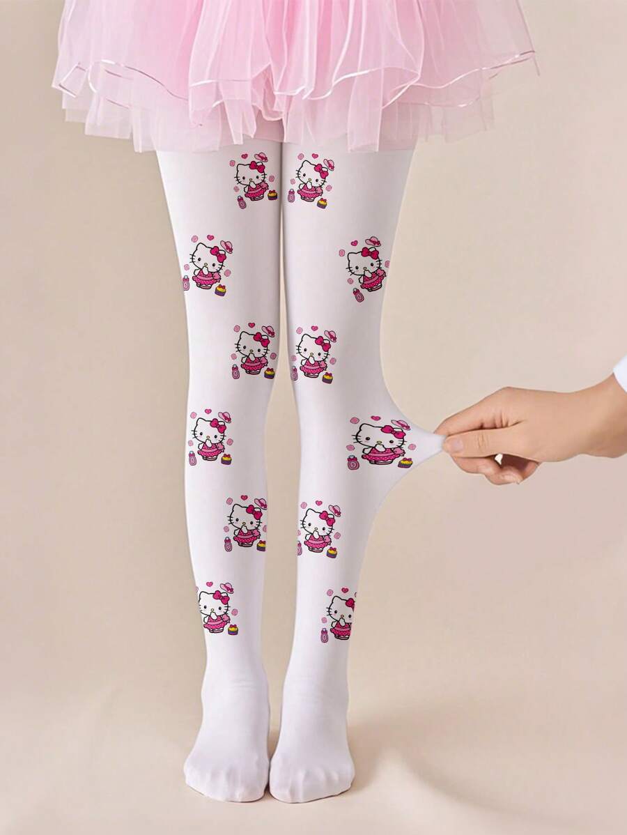 Sanrio 1 Paar Hello Kitty Kinder Strumpfhosen für Mädchen, Baby Tanzsocken, leicht für den Sommer, hohe Elastizität, Anti-Fäden