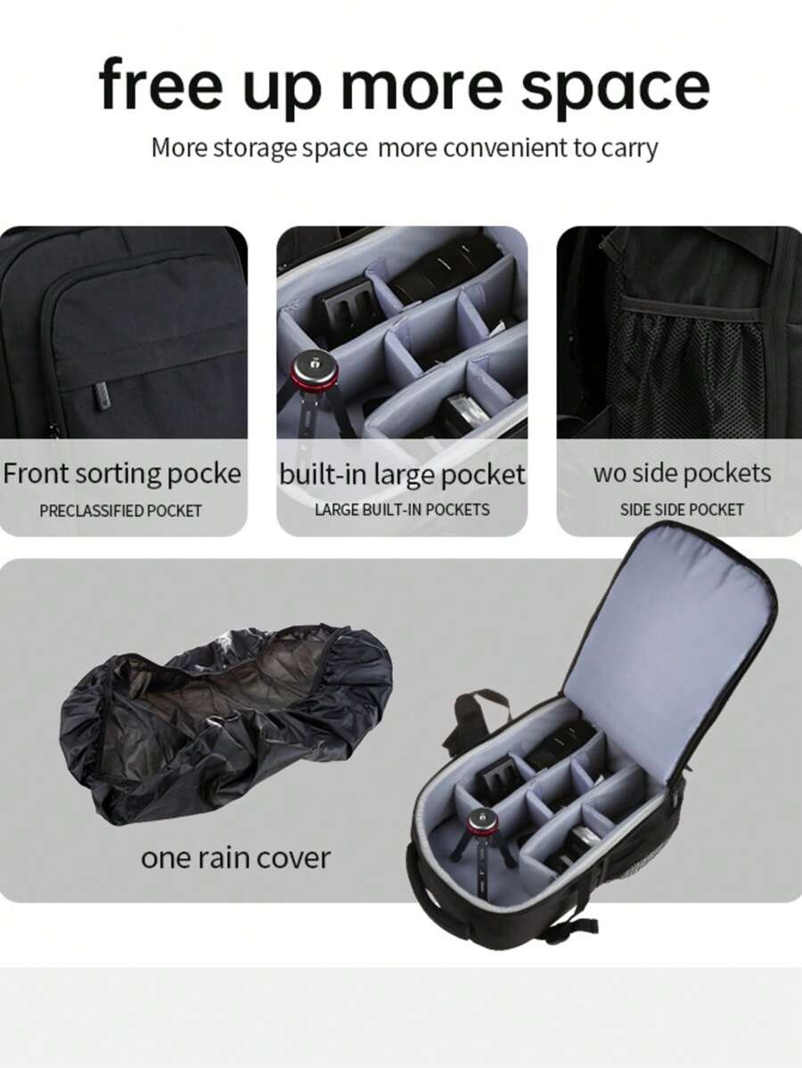 FB FB/Fengbiao Padded Camera Backpack, Suitable For Canon/Nikon/ DSLR Mirrorless Camera, Large Capacity Multi-Function Carrying Case For 1 Camera And 4 Lenses, Digital Camera Bag For Travel