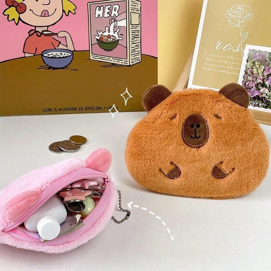 1buc/set mic cadou de absolvire, 2 opțiuni de culoare, posetă interesantă cu monede din pluș capibara, husă cu monede pentru păpușă umplută Capybara drăguță, cadou