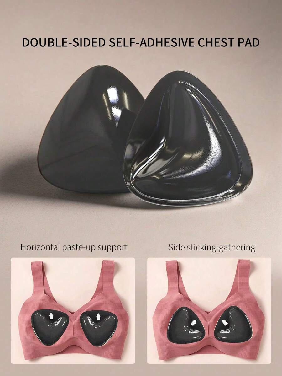 2 pièces/Set Coussinets de soutien-gorge adhésifs double face, rembourrage de soutien-gorge doux et couvrant, lift instantané, rehausseurs de poitrine réutilisables