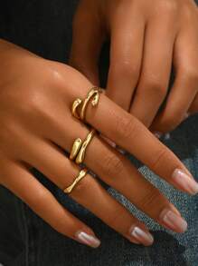 Gold 3-piece Teardrop Ring