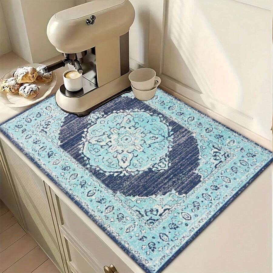 1 pezzo Tappetino assorbente e morbido per asciugare su piano cucina con retro in gomma antiscivolo, sottopentola impermeabile ad asciugatura rapida per piatti e macchine per caffè, tappetino multifunzionale in fango di diatomee per isolamento termico per la casa