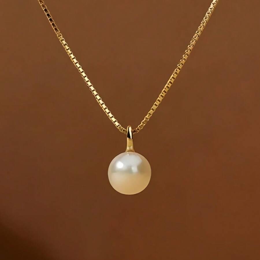 1 Stück elegante Perlenkette, goldplattierte Halskette für den Alltag und besondere Anlässe, perfektes Geschenk für Frauen zu Feiertagen, modischer und sexy Schmuck