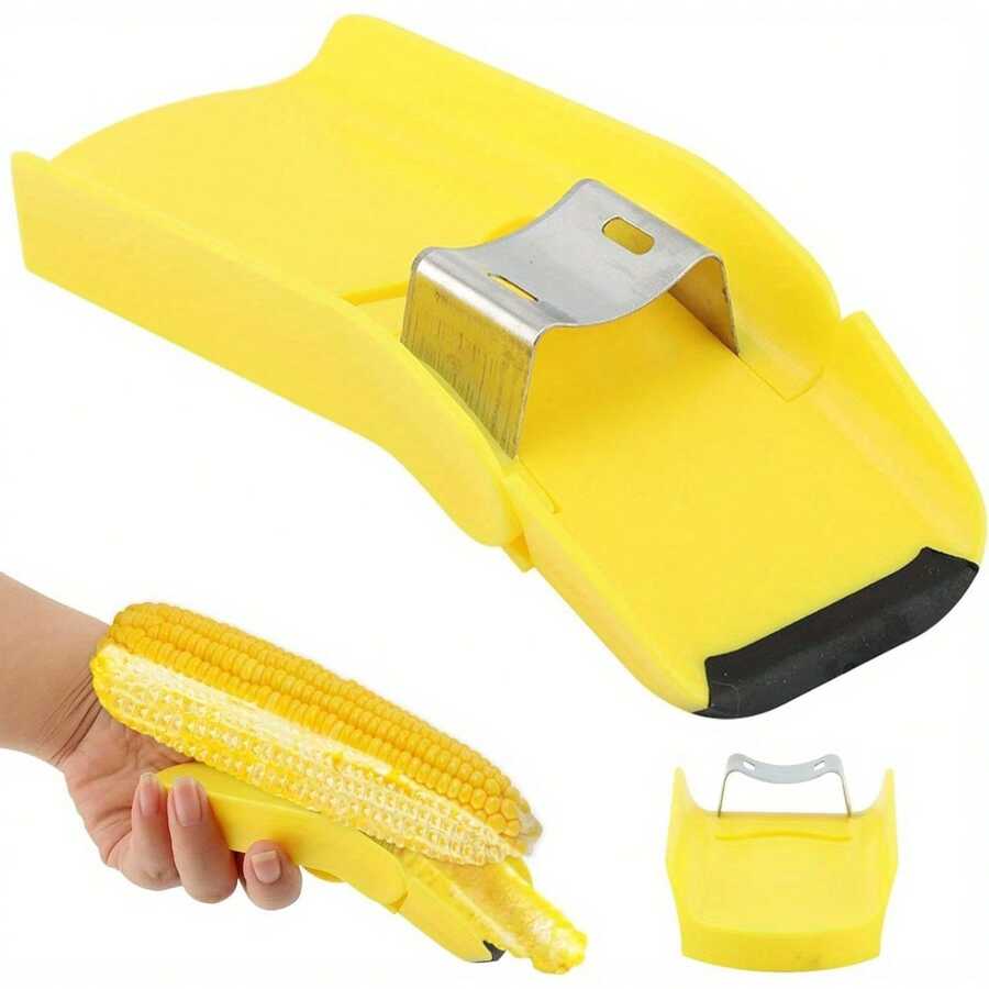1 Stück/2 Stücke Maiskolbenentkernerr, Schnell Maiskolben-Separator, Küchenutensil zum einfachen Entfernen der Maiskörner von gekochtem oder frischem Mais, schnelles Mais-Körner-Schneide-Werkzeug (Gelb)