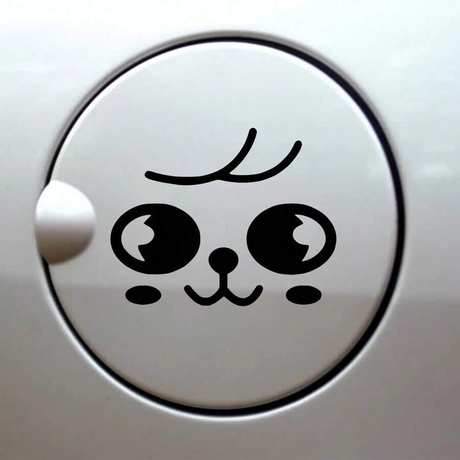 1 Pc Cartoon Smile Face Gas Cap Decal, Kawaii Kpop Car Sticker Suitable To Round Or Square Gas Cover, Cute Car Exterior Decor Accessories