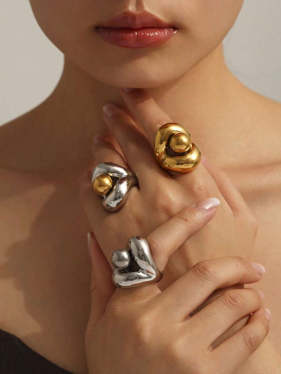 1pc Stainless Steel Mushroom Dome Ring, 18k Gold Plated, Non-Fading, Exaggerated Design Suitable For Finger Wear, Women Everyday/Party, Great Gift For Friends