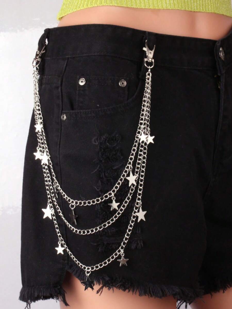 6pcs Metal Butterfly Lock Pendant Chain, Minimalist Design Versatile Body Chain Necklace, Accessory