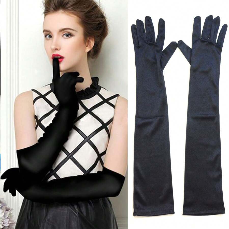 Unisex Nylon Long Gloves Fashion Style Prom Dress Up Performance Gloves Halloween