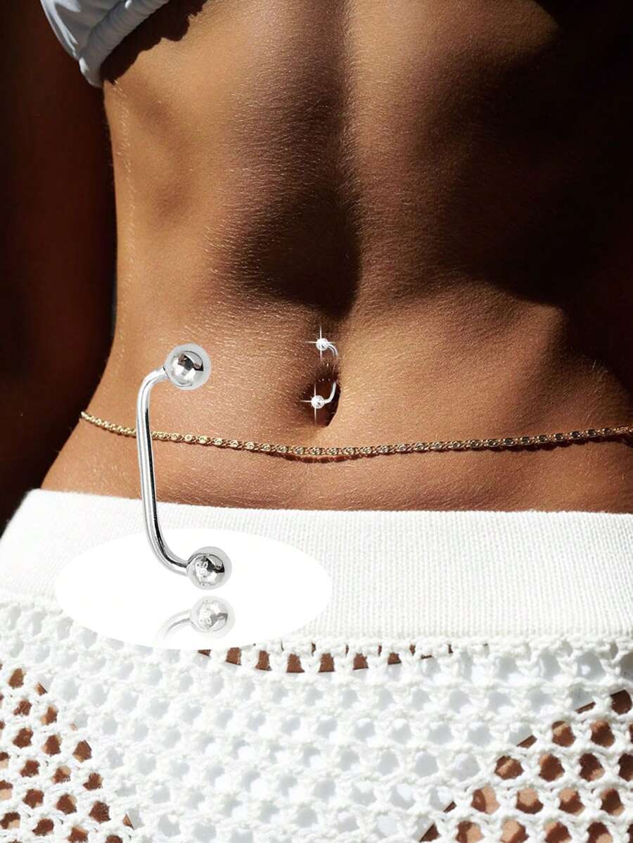 1 Stück S925 Sterling Silber Bauchnabel Nagel, Bauchnabel Schnalle, Bauchnabel Ring, geeignet für Frauen Sommer Strandurlaub, Körper-Piercing Schmuck