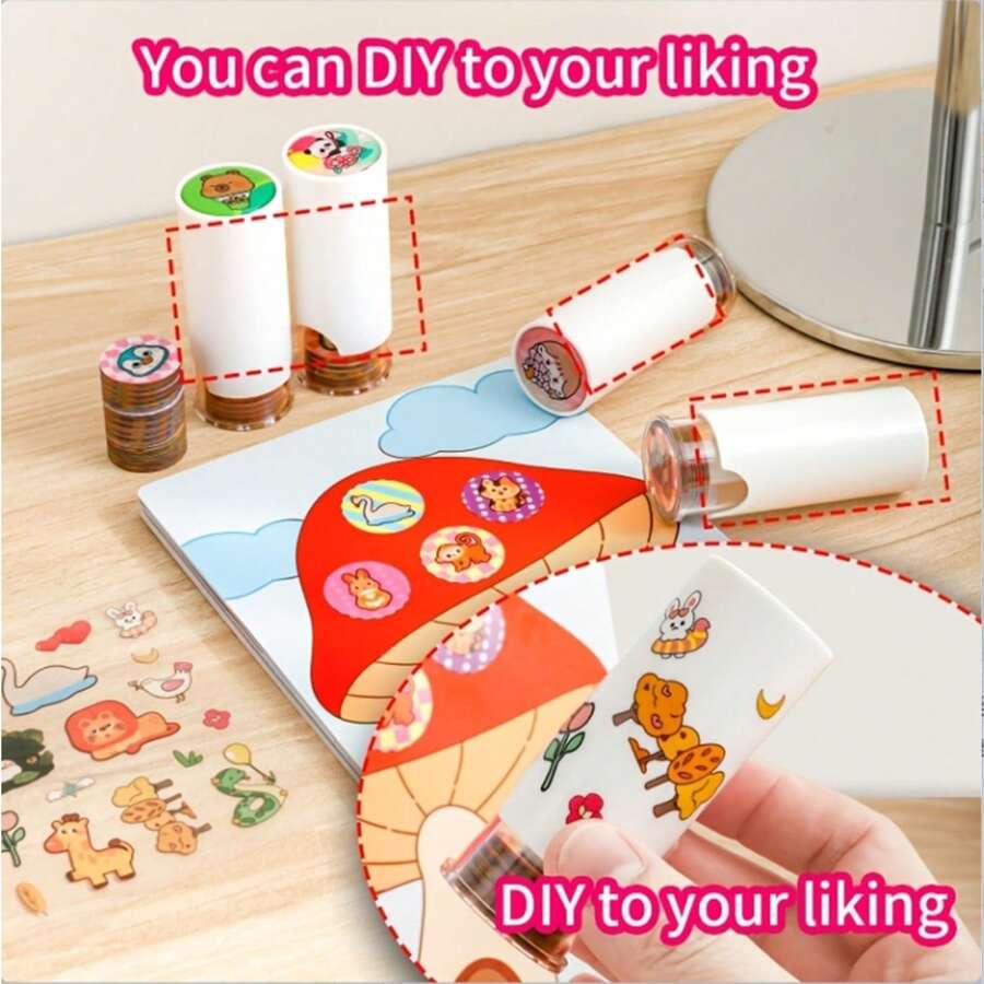 1 Set Of 200 Pcs Cute Cartoon Stamp Stickers, For Magic Sealing And DIY Decoration, Perfect For Rewards And Decoration,School Supplies,Back To School